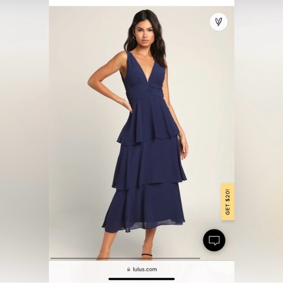 Lulus Dresses & Skirts - NWT lulus celebration time navy blue sleeveless tiered midi dress size XL